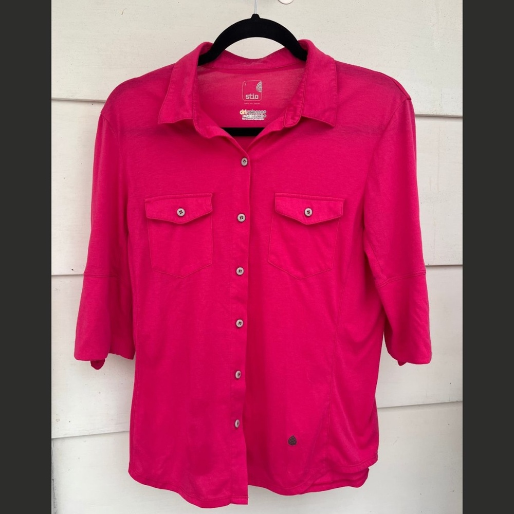 Stio Divide Shirt Quick-Dry with FreshGuard Button Down Pink Size Large
